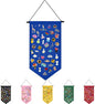 Winmany Wall Hanging Brooch Jewelry Storage Case Canvas Display Stand Enamel Pin Display Banner Holder Earrings Necklace Glitter Pin Collection Organizer (Blue)