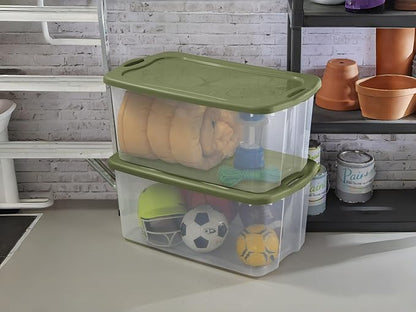 120 Quart Storage Bins with Lids, 2-Pack, Clear Plastic Stackable Tote Box Containers with Full-Grip Handles for Home Garage Office Closet Organization