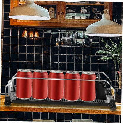 Levemolo 2pcs Automatic Beverage Pusher Organizer Plastic Drink Dispenser for Refrigerator Smooth Glide Can Organizer for Easy Access for Cold Drinks and Efficient Storage