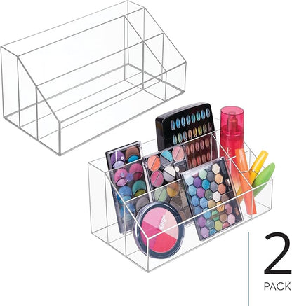 iDesign 5-Section Makeup Organizer - Countertop Organizer for Cosmetics - Set of 2 - Clear