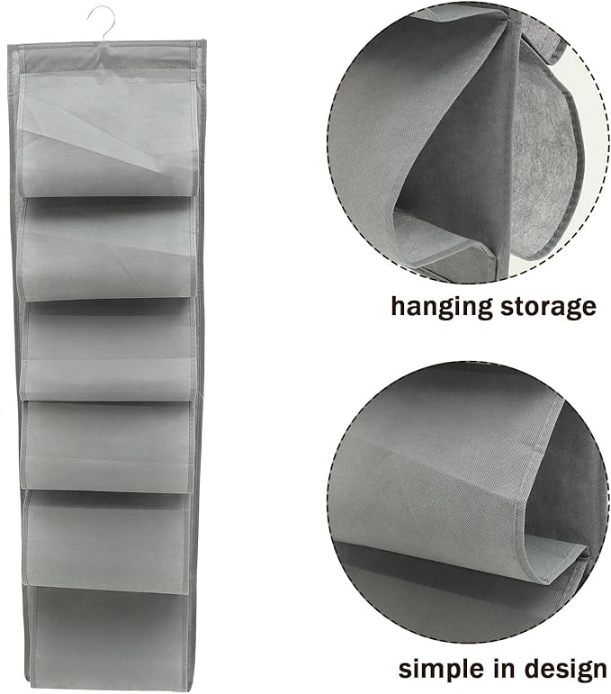 OSALADI Compartment Over The Door Hanging Shoe Storage Bag with Wardrobe Organizer for Socks Underwear Clothes Non-woven Hanging Storage for Bedroom Dormitory Wall Gray