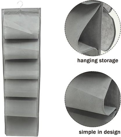 OSALADI Compartment Over The Door Hanging Shoe Storage Bag with Wardrobe Organizer for Socks Underwear Clothes Non-woven Hanging Storage for Bedroom Dormitory Wall Gray