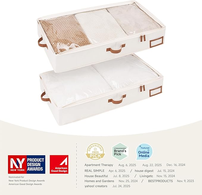 StorageWorks Large Under Bed Storage Containers with Handles and Label Holder, 2 Pack Ultra-thick Fabric Underbed Bins, Closet Organizer for Clothes, Blankets, Sweater