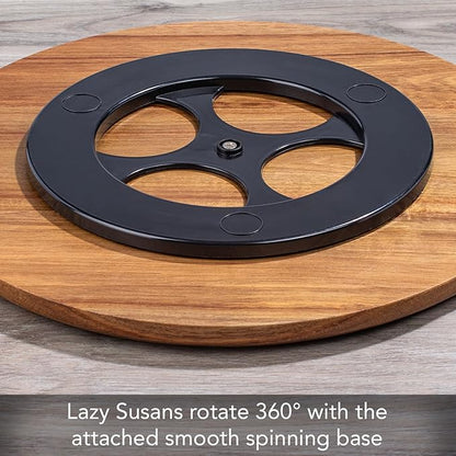 CounterArt Tribal Decorative Round Light Natural Wood Lazy Susan Turntable 14" Diameter Condiment Caddy, Cheese Server, Cake Plate, Spice Organization