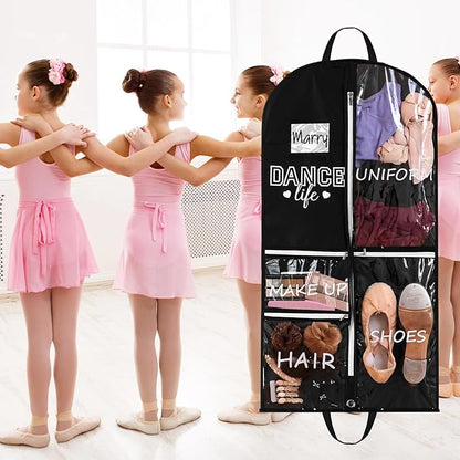 Blushtier Cheer Garment Bags for Cheerleading 40 Inch Uniform Hanging Garment Bags for Dance Costumes Clothes Bag with 5 Pockets and Side Zip Travel Storage Cheer Uniform (Dance)