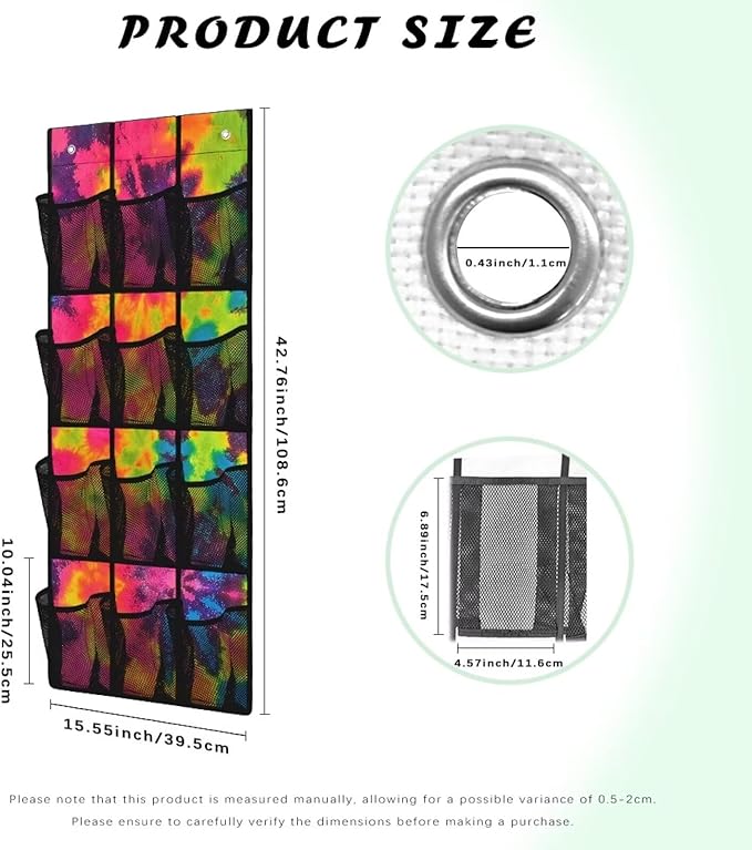 Over The Door Shoe Hanging Organizer for Door Sturdy Oxford Over The Door Shoe Organizer Closet Hanging Shoe Holder Hanger,Tie Dye