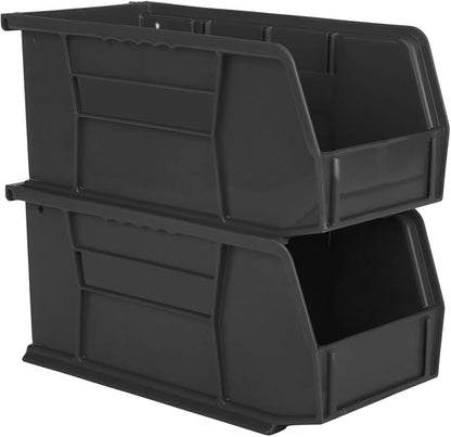 Hudson Exchange 11" x 5-1/2" x 5" Plastic Stackable Storage Bin and Hanging Container (Black, 1 Pack)