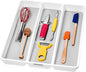 madesmart 3 Compartment Premium Utensil Tray, Multi Purpose Storage Organizer, Non Slip Lining, Deep Storage for Ladles, Whisks & Serving Tools, for Drawers & Home Organization, White