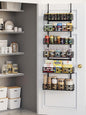 6-Tier Over the Door Pantry Organizer, 60.4"H Adjustable Metal Hanging Storage Rack, 198LBS Heavy Duty Door Mount Organizer for Pantry Laundry Room Bathroom, Black
