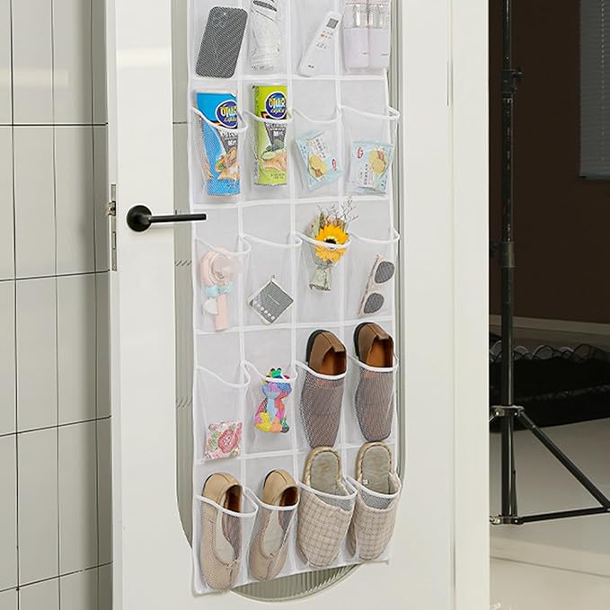 24/28 Grid Shoes Organizer Over The Door Hanging Shoe Rack Wall-Mounted Storage Holder for Bedroom Closets Door Hanger