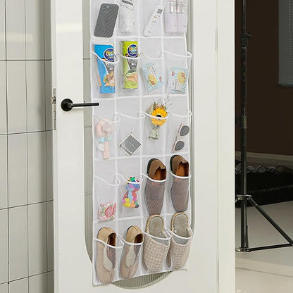 24/28 Grid Shoes Organizer Over The Door Hanging Shoe Rack Wall-Mounted Storage Holder for Bedroom Closets Door Hanger