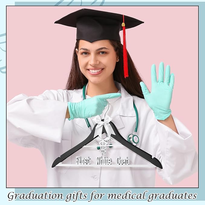 Reallnaive First White Coat Hanger Medical Student Graduation Gift for Pharmacist New Doctor Phd Gift White Coat Ceremony Med School Graduation Congratulation Favor