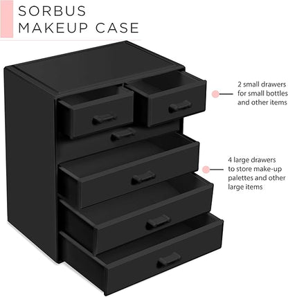 Sorbus Acrylic Makeup Organizer - Organization and Storage Case for Cosmetics Make Up & Jewelry - Large Makeup Organizer for Vanity, Bathroom, College Dorm, Closet, Desk (4 Large, 2 Small Drawers)