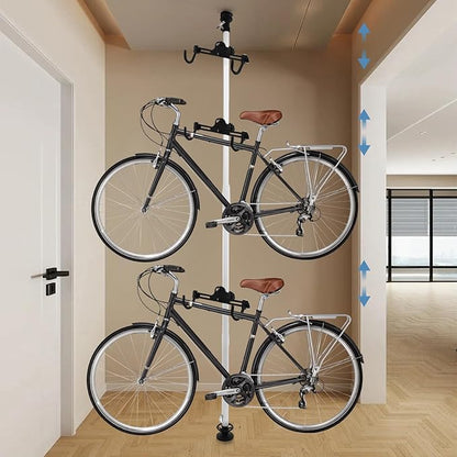 LYNICESHOP Bike Stand, 3 Bike Storage Rack Vertical Bracket for Bicycles, 360° Adjustable Hook Indoor Bike Storage Pole Stand for Garage Indoor Apartment