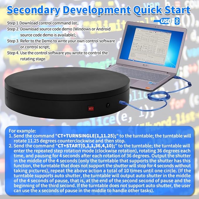 19.7In Large Programmable Motorized Electric Turntable Command-Controlled Rotating Platform Secondary Development Motorized Electric Lazy Susan for Human Body Scanning with USB/Bluetooth API