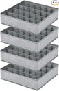 Sock Organizer 4 Pack, Foldable Underwear Drawer Organizer - 24 Cell for Socks, Handkerchiefs, Ties, Belts (Gray)