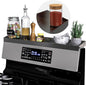 IIIOIIIA Stove Top Magnetic Shelf for Kitchen Organization, 30" Magnetic Spice Rack Over The Stove, 4" Deep Spice Organizer with Border All Around, Brushed Stainless, Black