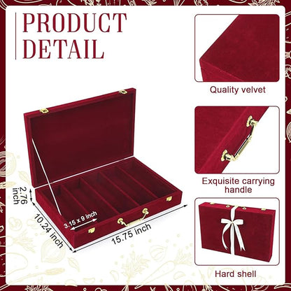 Pickmesh Silverware Case with Lid and Handle, Silverware Storage Box Sterling Silver Flatware Chest Without Silver Tarnish Proof Utensils Organizer for Kitchen Decor Wedding Gifts(Burgundy,1 Layer)