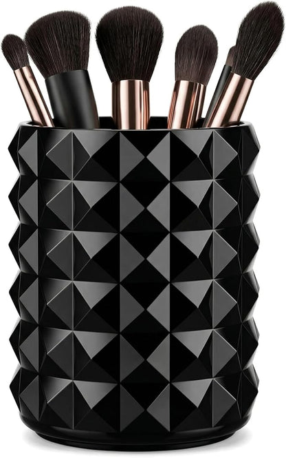 Acrylic Makeup Brush Holder, Black Pen Holder, Clear Cosmetics Brushes Cup Storage Solution, Round Hair Brush Organizer, Vanity Desk Decor