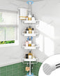 ALLZONE Corner Shower Caddy Tension Pole, Extendable Rustproof Stainless Steel Pole & 4-Tier Adjustable Shelves for Easy Drainage and Built-to-Last Stability, 34 to 116 Inches, White