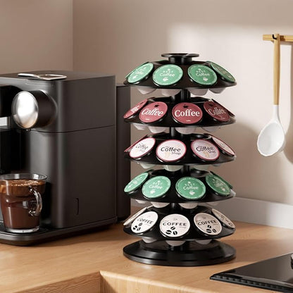 K Cup Holder, Coffee Pod Holder for Keurig Pods - 40 Capsule Spinning Organizer with 360° Turntable, Also Fits Nescafé Dolce Gusto Pods, Space Saving for Kitchen Counter & Office