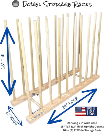 Handmade in USA - Art Storage Rack - Several Sizes Available- Art Canvas Storage (24" x 8" With 18" Tall Dowels)