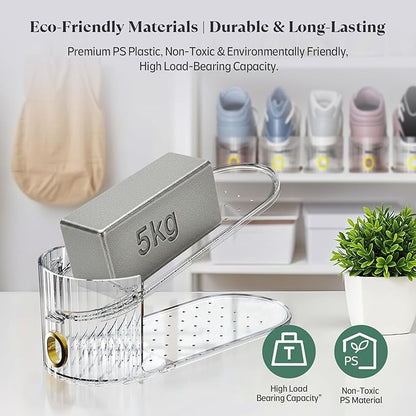 Clear 20 Pack Shoe Slot Organizer, Shoe Stacker Organizer Holders for A Pair of Shoes, Adjustable Thickening Double Layer 50% Shoe Space Saver Rack Storage for Closet (clear, 20 pack)