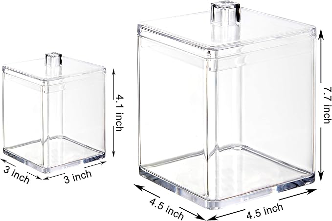 Youngever Clear Plastic Apothecary Jar, Square Shape (15 Ounce and 60 Ounce)