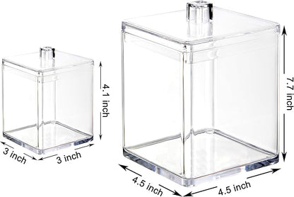 Youngever Clear Plastic Apothecary Jar, Square Shape (15 Ounce and 60 Ounce)