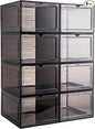 Attelite Upgrade Harder Solid Plastic Hat Organizer for Baseball Caps, 8 Pack Stackable Hat Storage Box with Clear Magnetic Door, Hat Rack(XL-Black)