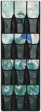 Over The Door Organizer Hanging, Behind The Door Storage, Closet Door Organizer with 12 Mesh Pockets for Bedroom,Peacock
