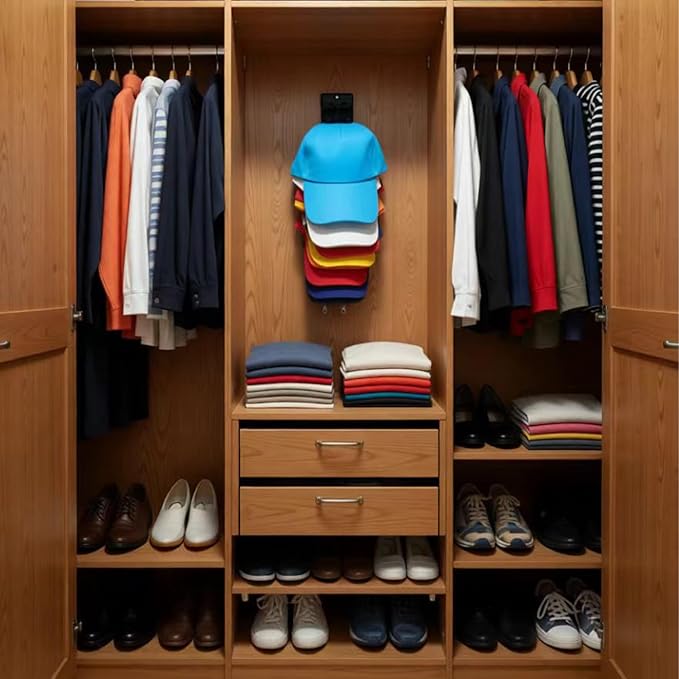 Wall Mounted Hat Rack for Baseball Caps - 2 Packs, 20 Capacity Hat Organizer, Space Saving Hat Storage Rack for Closet, Door, Wall, Baseball Cap Display Hanger for Hat Collection, Black