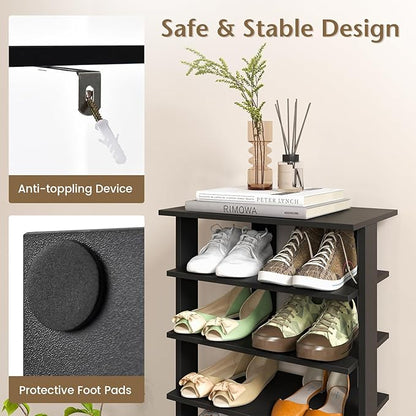 Tangkula 8-Tier Vertical Shoe Rack, Space-Saving Corner Shoe Organizer for 14 Pairs, Narrow Shoe Storage for Entryway, Front Door, or Closet
