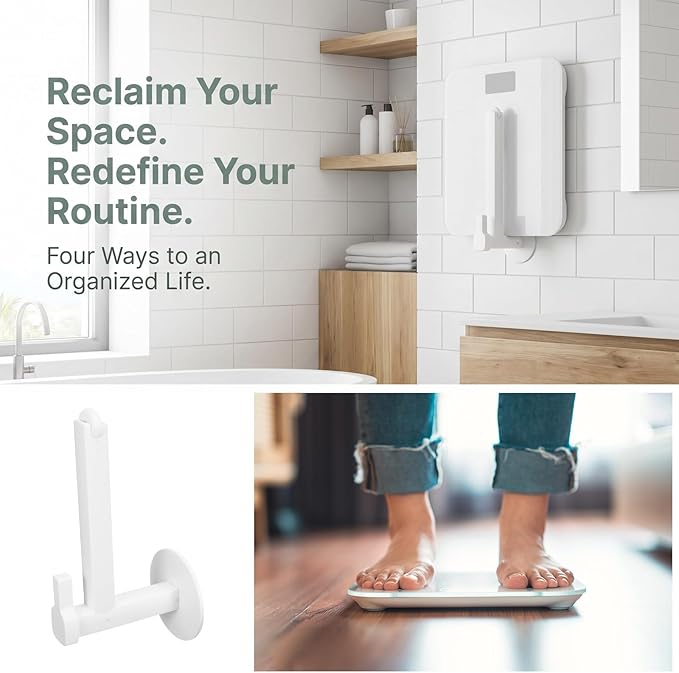 Luxshiny 4pcs Weight Scale Holder - 5.1'' - 8.7'' Adjustable Storage Bracket for Digital Scales - Wall Door Mounted Pot Lid Rack for Kitchen