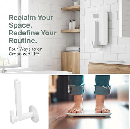 OUNONA 4pcs Scale Holder for Bathroom Wall - Bathroom Scale Body Weight No-Drill Stand 5.1'' - 8.7'' Adjustable Pot Lid Holder for Wall Cabinet Home