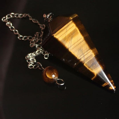 Faceted Mixed gemstone crystal pendulum point reiki chakra pendant bead Chain 6''
