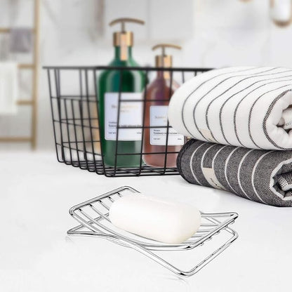 Soap Dish Stainless Steel Bar Soap Holder for Shower Bathroom, Self-draining Soap Dishes Sponge Holder for Kitchen Sink, Easy Cleaning Quick Dry(Soap Saver Not Included)