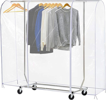 Ruibo Clear Garment Rack Cover for Clothes Rack Cover with 2 Durable Zipper/Clothing Waterproof, Dustproof Protector (M:59x20x60 inch)