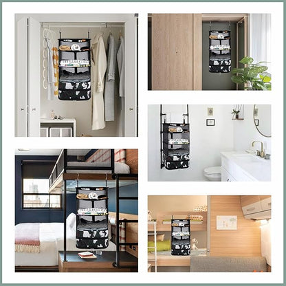 Surblue Hanging Closet Storage Bag Collapsible 3-Shelf Washable Oxford Fabric with 2 Hooks (L 11.41 * 11.41 * 19.68in, Camouflage)
