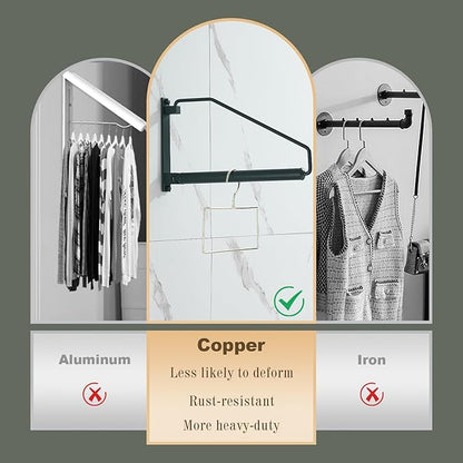 NEWRAIN Folding Clothes Hanger Rack, Wall Mounted Laundry Racks for Drying Clothes,Swing Clothing Hanging System Drying Closet Storage Organizer Black