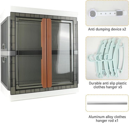 Wardrobe, Closet, Collapsible Storage Cabinet, Useful Box with Large Capacity, 37.5 Gal (142 L), Stackable on Box (19 Gal), Easy Storage of Clothing, Installation Free