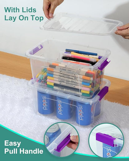 EOENVIVS Clear Storage Bins with Lids 6 Pack, 7 Qt Stackable Storage Containers with Buckle Lock, Durable Plastic Containers & Storage Box Organizer for Pantry, Bathroom, Closet & Office Use