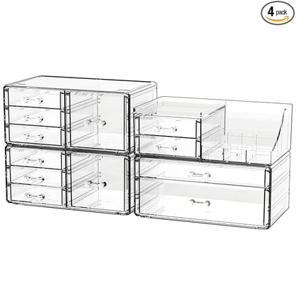 Acrylic Clear Make up Organizers And Storage for Vanity,Bathroom Skincare Organizer With 12 Drawer for Dresser,Plastic Desk Accessories Organization,Cosmetic Organizer Countertop for Beauty,Skin Care
