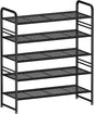 SUFAUY 33" Wide Shoe Rack, 5-Tier Shoe Storage Rack for 24-30 Pairs of Shoes, Shoe Organizer for Entryway, Stackable, Heavy Duty, Steel Frame, Industrial, Black
