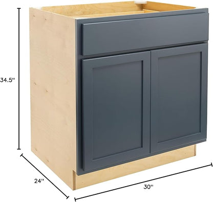 Quicklock RTA (Ready-to-Assemble) | Base Kitchen Cabinets - Shaker Style | Made in America (Needlepoint Navy, 30" Wx34.5 Hx24 D Base)