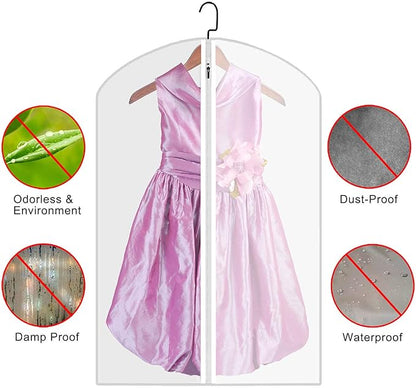 M MOACC Kids Garment Bags Little Girl Dress Bag Clear for Costume with Zipper Set of 5,Small
