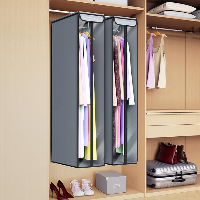 Univivi Garment Bags for Hanging Clothes 50", Hanging Garment Bags for Closet Storage with Large Clear Window, Garment Storage Bags for Suits, Coats, Dresses, 1 Pack