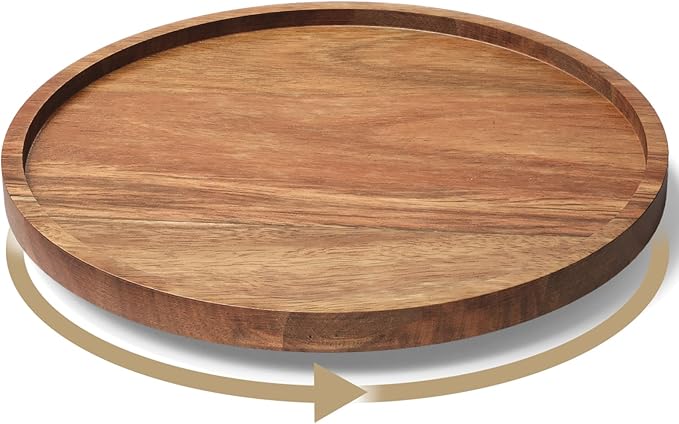 VERTORGAN Lazy Susan Organizer for Kitchen, Acacia Wood Turntable for Cabinet, Pantry, Table, Countertop, Vanity, Spice Rack（Medium）