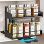 iSPECLE Vertical Spice Rack Pull Out - 1 Pack Rotate No-Drill Slide Out Spice Rack for Cabinet Swivel Easy Access Spices, Adjust Height for 4oz to 8oz Spice Jars Inside Kitchen Pantry Cabinet, White