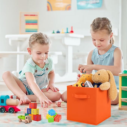 Stero Fabric Storage Bins 6 Pack Fun Colored Durable Storage Cubes with Fabric Handles Foldable Cube Baskets for Home, Kids Room, Closet and Toys Organization Multi Colors-2